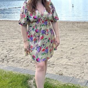 Floral Puff Sleeve Topshop Dress